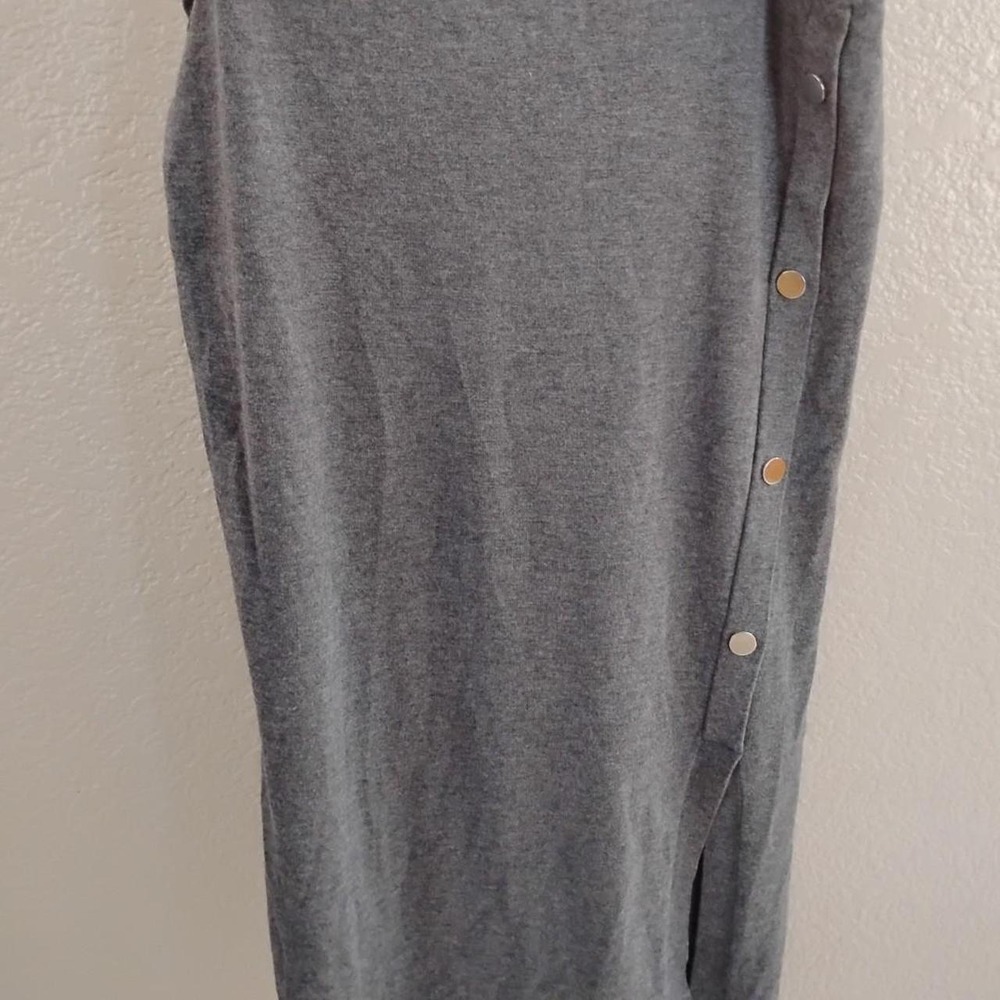 Retrology Grey Knit Midi Skirt clean girl soft stretchy athleisure cozy preppy